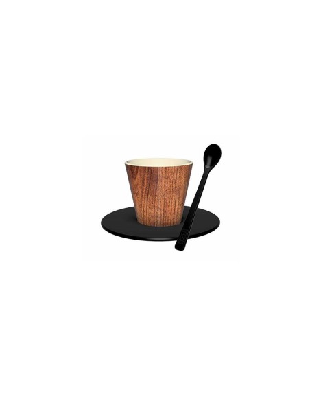 Set tazzina espresso con cucchiaino e piattino 90ml WOOD