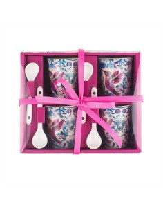 Set 4 tazzine da caffè con cucchiaino Colibrì | Diamante Rosa