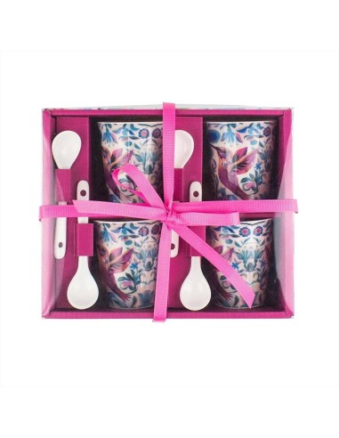 Set 4 tazzine da caffè con cucchiaino Colibrì | Diamante Rosa