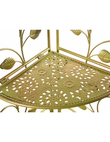 Angoliera con 3 ripiani in metallo oro verde H126CM | Diamante Rosa