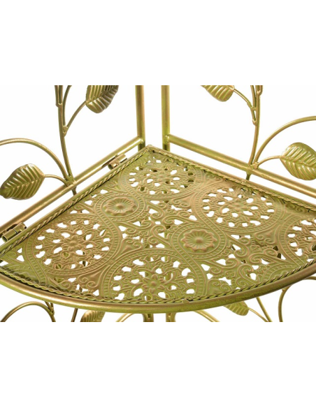 Angoliera con 3 ripiani in metallo oro verde H126CM | Diamante Rosa