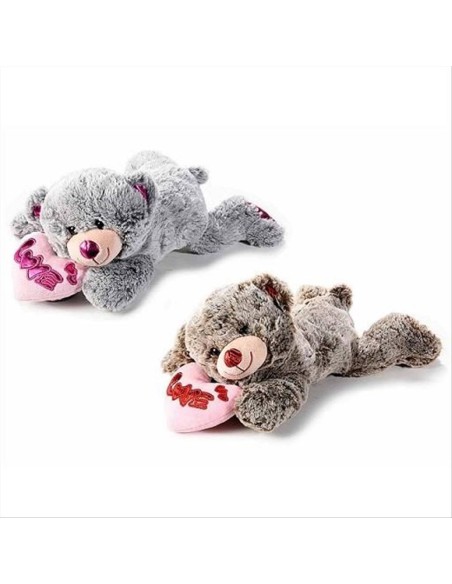 Orsetto coricato con cuore e scritta Love Peluche San Valentino | Diam