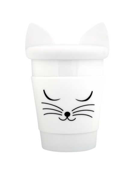 Tazza con Coperchio Gatto Bianco – Un Miao di Stile per le Tue Bevande