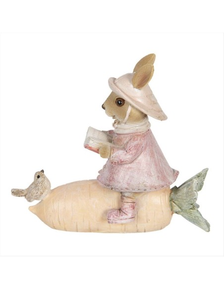 Coniglietta che legge sulla carota 13x5x11cm | Diamante Rosa