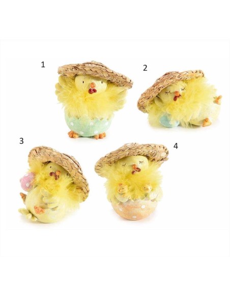 Pulcino in resina con cappello in paglia - 4 modelli (1 pz) | Diamante