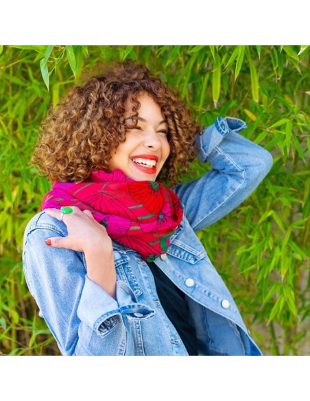 Foulard Pareo Balade COQUELICOTS 🌺 100x180cm – Stile Floreale E Soste