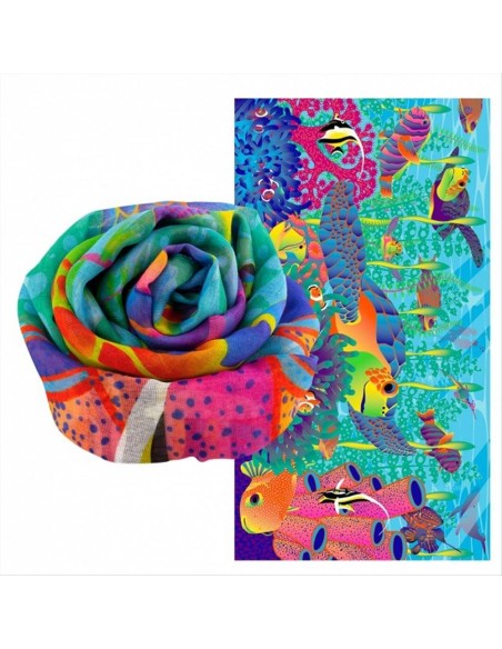 Foulard Pareo Balade FLUOCEAN 🌊 100x180cm – Onde di Colore E Moda Sos