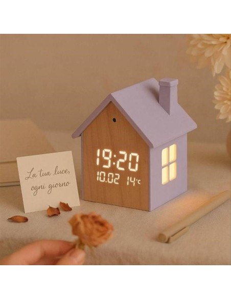 Sveglia Casetta Lilla Pastello 💜🏡 – Orologio Digitale con Luce Nottu
