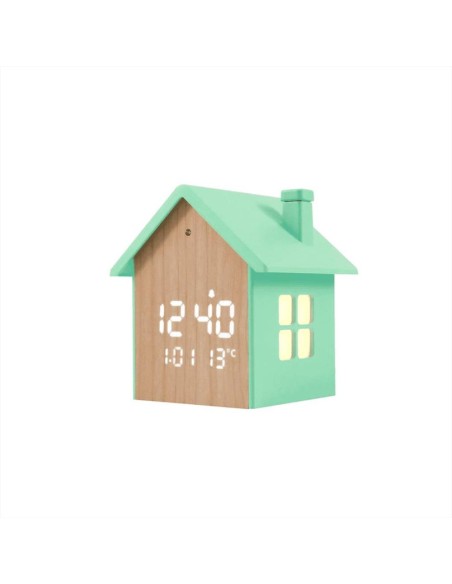 Sveglia Casetta Verde Pastello ⏰🏡 – Design Kawaii con Luce Notturna |