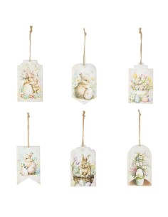 Decorazione con Coniglietti e Uova Pasquali in metallo 6 varianti (1pz