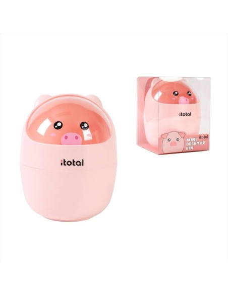 iTOTAL Mini cestino da scrivania MAIALINO PIGGY 🐷 | Diamante Rosa