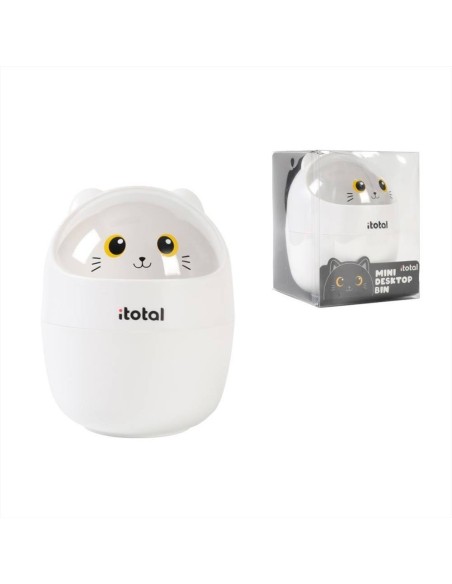 iTOTAL Mini cestino da scrivania GATTO BIANCO | Diamante Rosa