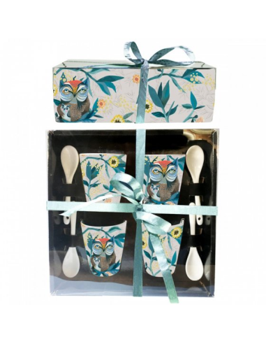 Set 4 tazzine da caffè con cucchiaino Gufo e gufetto - Allen Designs |