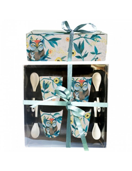 Set 4 tazzine da caffè con cucchiaino Gufo e gufetto - Allen Designs |