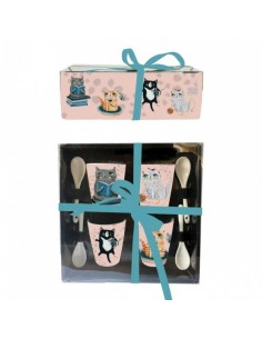 Set 4 tazzine da caffè con cucchiaino Gatti pazzi Allen Designs | Diam 2
