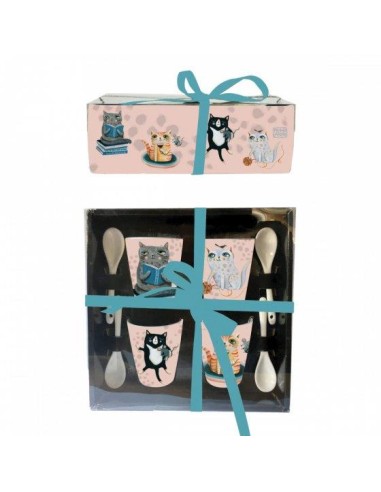 Set 4 tazzine da caffè con cucchiaino Gatti pazzi Allen Designs | Diam