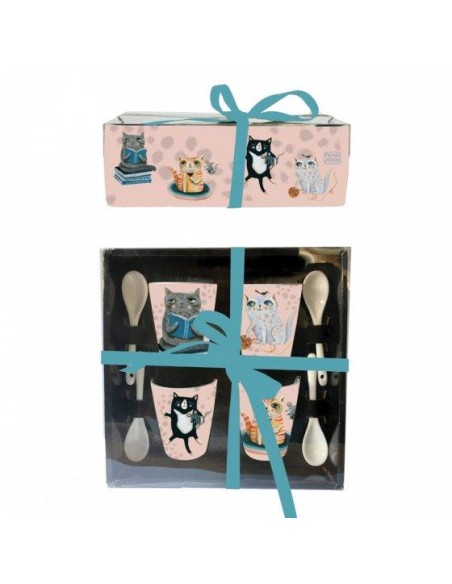 Set 4 tazzine da caffè con cucchiaino Gatti pazzi Allen Designs | Diam