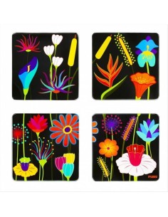 Set 4 sottobicchieri in vetro Jardin Fleuri