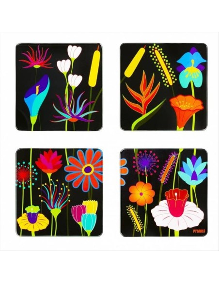 Set 4 sottobicchieri in vetro Jardin Fleuri