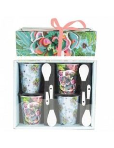 Set 4 tazzine da caffè con cucchiaino Fiori  - Vendita onlie | Diamant 2