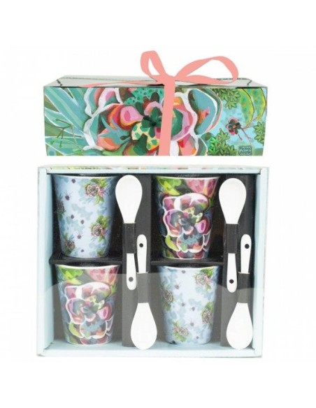 Set 4 tazzine da caffè con cucchiaino Fiori  - Vendita onlie | Diamant