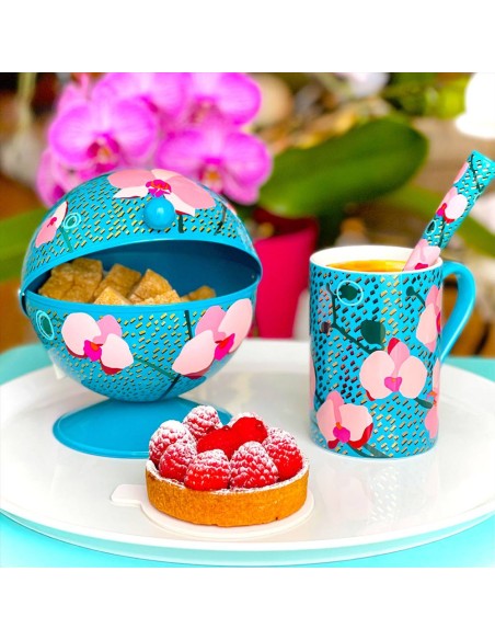 Zuccheriera Portaoggetti Orchid Blu – Fiori e Funzionalità in Unico St