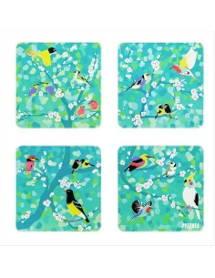 Set di 4 Sottobicchieri in Vetro BIRD 🕊️ – Eleganza e Protezione per