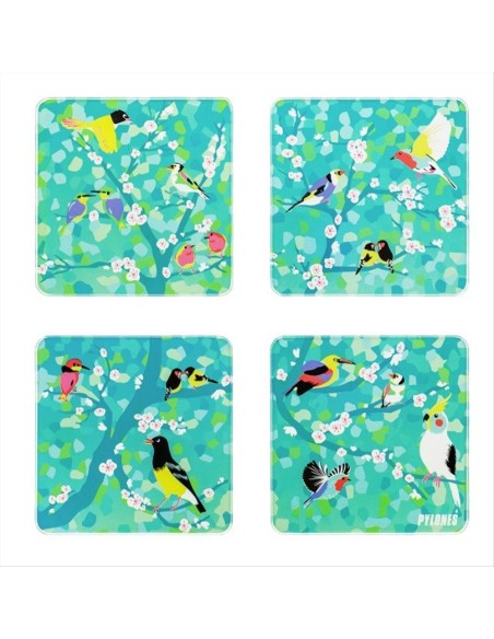 Set di 4 Sottobicchieri in Vetro BIRD 🕊️ – Eleganza e Protezione per 