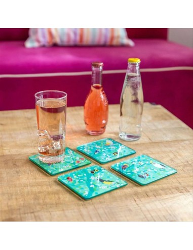 Set di 4 Sottobicchieri in Vetro BIRD 🕊️ – Eleganza e Protezione per 