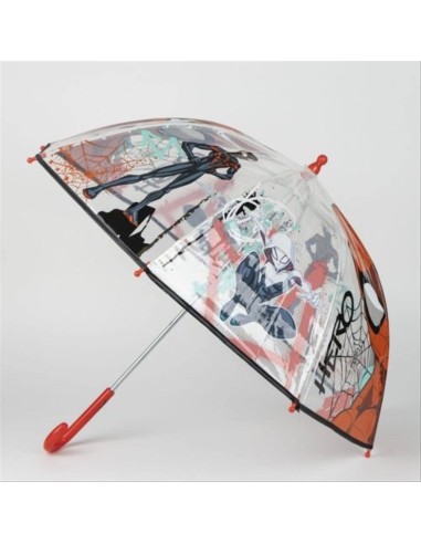 Ombrello trasparente Spiderman – d71 cm, azione Marvel sotto la pioggi