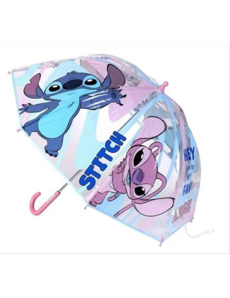 Ombrello trasparente Stitch – d71 cm, pioggia divertente con Disney!