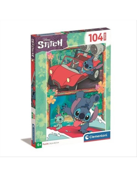 Puzzle 104 pezzi Stitch in auto – Clementoni SuperColor, dai 6 anni