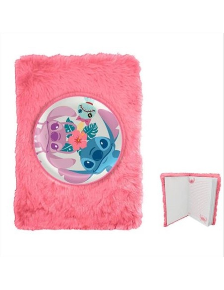 Agenda A5 Rosa Stitch in peluche – Diario morbido e kawaii