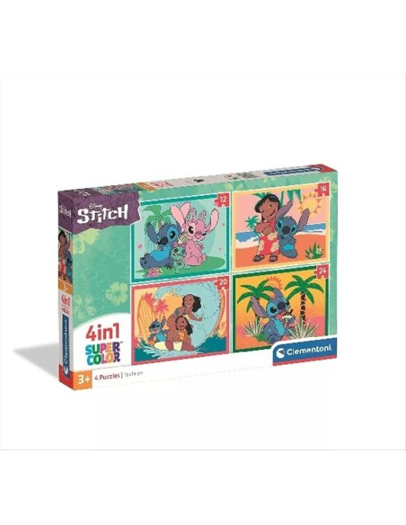 Puzzle 4 in 1 Stitch E Angel Clementoni – SuperColor, dai 3 anni in su