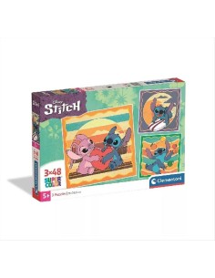 Puzzle 3x48 pezzi Stitch e Angel Clementoni – SuperColor, dai 5 anni