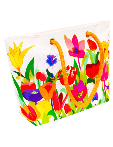 Borsa da Mare TULIPES 🌷 2 Misure – Stile Floreale e Spazio Extra | Py