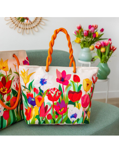 Borsa da Mare TULIPES 🌷 2 Misure – Stile Floreale e Spazio Extra | Py