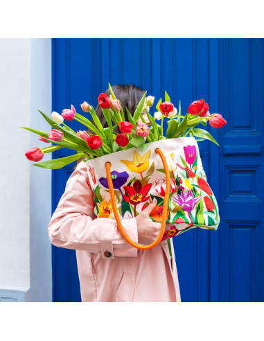 Borsa da Mare TULIPES 🌷 2 Misure – Stile Floreale e Spazio Extra | Py