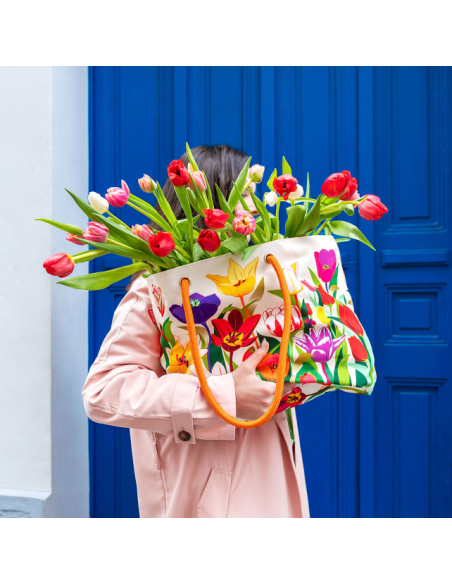 Borsa da Mare TULIPES 🌷 2 Misure – Stile Floreale e Spazio Extra | Py