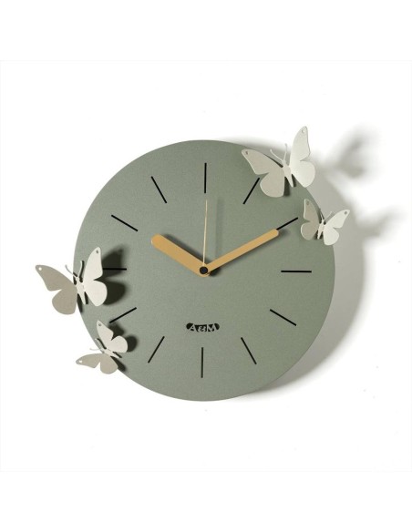 Orologio da Parete BATTITO D’ALI Giada-Avorio – 30 cm con Farfalle Mag