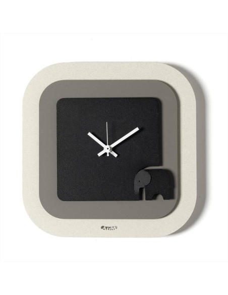 Orologio da Parete TINO 24x24 cm – Design con Elefantino in Ferro Made