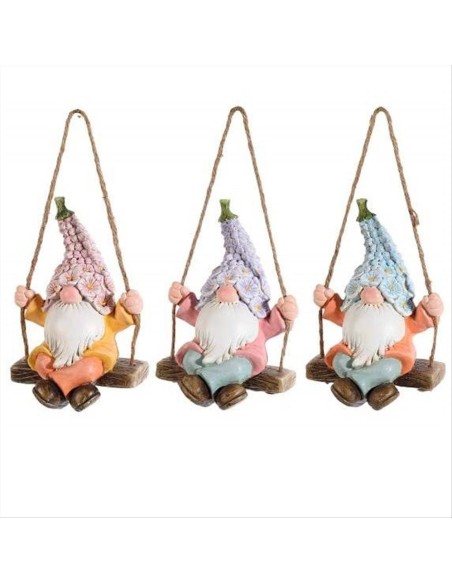 Gnomo Primaverile su Altalena in Resina – 3 Colori 🐾