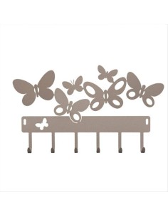 Portachiavi da Parete BUTTERFLY 31x17 cm Beige – 6 Ganci e Design con