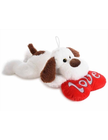 Peluche - Cagnolino sdraiato con cuoricino Love - San Valentino | Diam