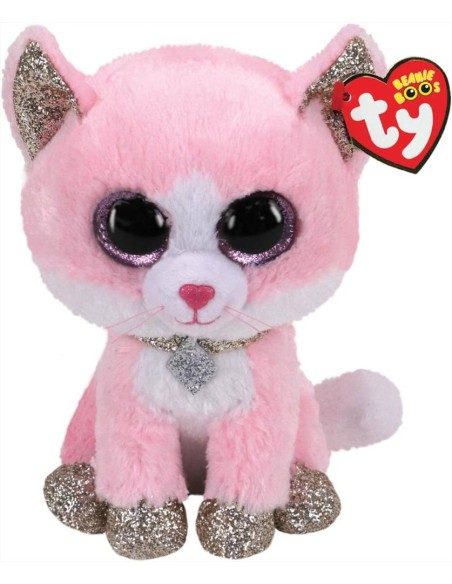 Peluche Ty Beanie Boo’s Fiona 15cm – Gattina Rosa Glitterata con Occhi