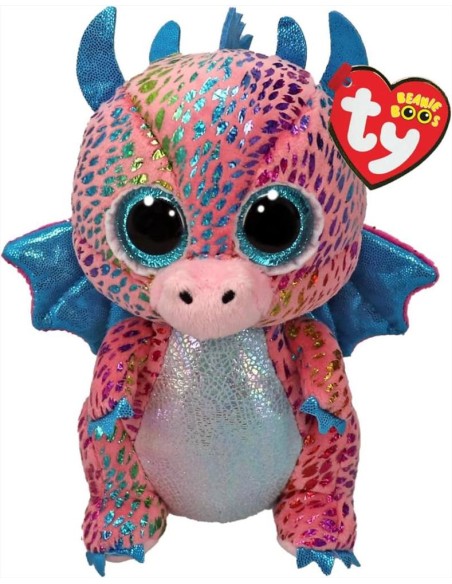 Peluche Ty Beanie Boo’s Flint 15cm – Drago Multicolore con Occhi Scint
