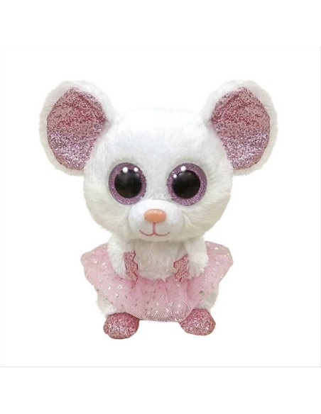 Peluche Ty Beanie Boo’s Nina 28cm – Topolina bianca con occhi glitter 