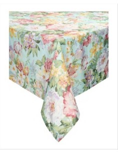 Tovaglia floreale con sfondo celeste 100x100cm Grace Nuvole di Stoffa