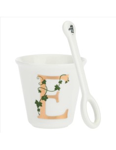 Bicchierino da espresso E con cucchiaino - La Porcellana Bianca