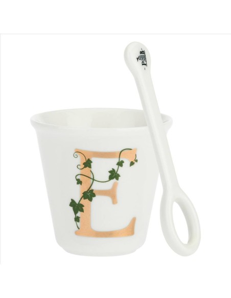 Bicchierino da espresso E con cucchiaino - La Porcellana Bianca
